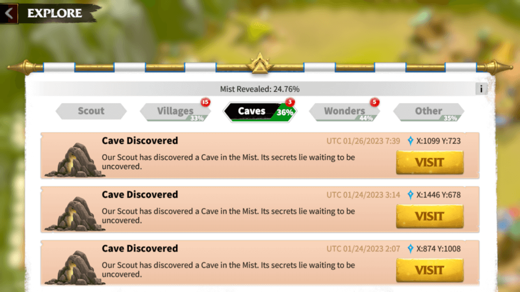 Call of Dragons scouting camps