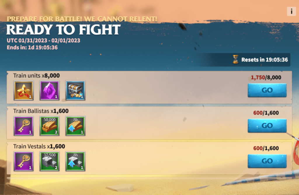 Ready to Fight event Call of Dragons