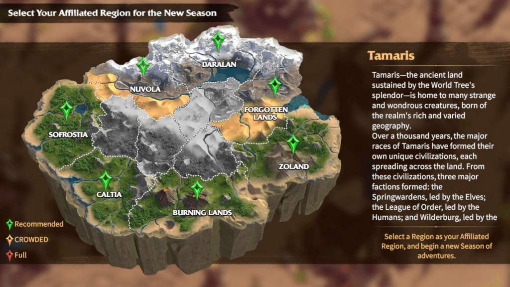 select region in the new Call of Dragons season