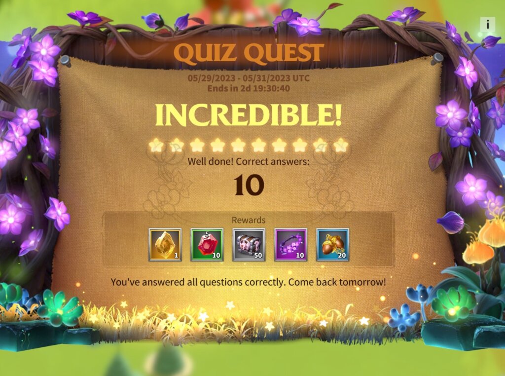 Quiz Quest Questions and Answers in Call of Dragons